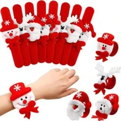 Blulu 20 Pieces Christmas Slap Bracelets Christmas Snap Bracelet Party Favors Xmas Slap Bands Include Santa Claus Snowman Reindeer Bear Christmas Decorations For Girls And Boys