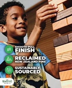 SWOOC Games - Reclaimed Giant Tower Game | 60 Large Blocks | Storage Crate/Outdoor Game Table | Starts Over 2.5ft Big | Max Height Of 5ft | Genuine Jumbo Toppling Yard Games | Jumbo Backyard Set -Folkmanis Toys Shop 51hF71xKrTL