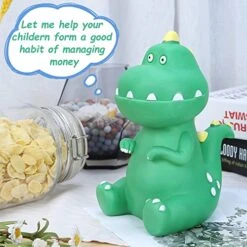 H&W Dinosaur Money Bank (Green), Shatterproof Tyrannosaurus Rex Piggy Bank, First Coin Bank, Best Christmas Birthday For Kids Boys Girls Home Decoration (WK27-D1) 13 H&W Dinosaur Money Bank (Green), Shatterproof Tyrannosaurus Rex Piggy Bank, First Coin Bank, Best Christmas Birthday For Kids Boys Girls Home Decoration (WK27-D1) -Folkmanis Toys Shop 51hPegYgDQL