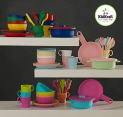 KidKraft 27-Piece Bright Cookware Set, Plastic Dishes And Utensils For Play Kitchens, Gift For Ages 18 Mo+ -Folkmanis Toys Shop 51hWJWiKWeL