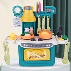 Kitchen Play Set With Accessories- Mini Kitchen Set With Realistic Light Sound - Indoor Games Kitchen Cooking Playset - Toys Gift For Toddlers Children & Girls (Green) -Folkmanis Toys Shop 51hYTquPKsL. AC