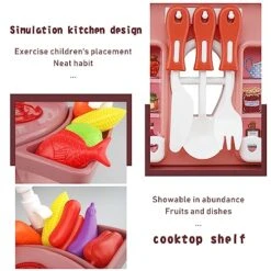 Kitchen Toys Imitated Chef Light Music Pretend Cooking Food Play Dinnerware Set Safe Cute Children Girl Toy Gift Fun Game Toy Kitchen Sink With Running Water And Electronic Induction Stove -Folkmanis Toys Shop 51hfqpsJa3L