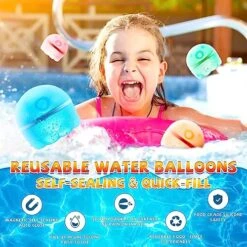 Hiliop Reusable Water Balloons For Kids, Splash Refillable Magnetic Water Balloons Bombs Self Sealing Quick Fill With Mesh Bag (12PCS) -Folkmanis Toys Shop 51hjedsiBLL