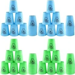 Lancisism 48Pcs Quick Stacking Cups Set, BPA-Free Material Sports Training Stacking Cup Game, Classic Family Game For Kids Adults Family, Great Gift Idea (Blue & Green & Purple & Red) -Folkmanis Toys Shop 51hkDPPgKL. AC