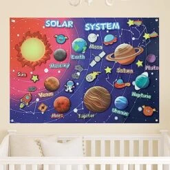 Ghojet 29.5inch Preschool Felt Board With Hook,Early Learning Felt Story Board, Solar System Felt Story Board Kit,Reusable Felt Board Sea-Life Story Set, Interactive Toy Wall Hanging Gift For Kids