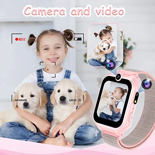 PTHTECHUS Kids Smart Watch For Girls Boys, HD Touch Screen Toys With 18 Puzzle Games MP3 Music Video Player Dual Camera Pedometer Flashlight Alarm Clock,Birthday Toys Gifts For 3-12 Years Old (Pink) 5 PTHTECHUS Kids Smart Watch For Girls Boys, HD Touch Screen Toys With 18 Puzzle Games MP3 Music Video Player Dual Camera Pedometer Flashlight Alarm Clock,Birthday Toys Gifts For 3-12 Years Old (Pink) - Image 3