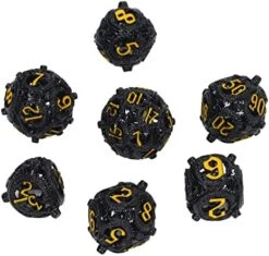 7Pcs Hollow Dice Kit,Copper Stool Portable Rolling Sculpting Metal Polygonal Dice Kit Suitable For Chessboard Games (Bloodstained) -Folkmanis Toys Shop 51hwOgkWYcL. AC