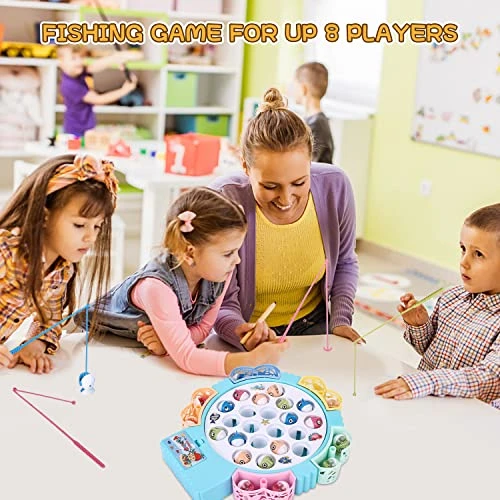 Magnetic Fishing Game Toys, Rotating Board Game With Music Including 21 Fishes And 5 Fishing Poles, Party Game Toys For Kids Age 3 4 5 6 7 And Up 5 Magnetic Fishing Game Toys, Rotating Board Game With Music Including 21 Fishes And 5 Fishing Poles, Party Game Toys For Kids Age 3 4 5 6 7 And Up - Image 3