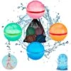SOPPYCID 4 Pack Water Resuable Balloons Quick Fill Splash Balls For Kids Ages 3 And Up, Soft Silicone Material Water Bombs Easy Use For Family Games, Outdoor Activities,Summer Party -Folkmanis Toys Shop 51iDWHmbMwL 1