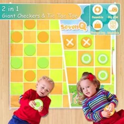 SevenQ Games For Family Fun 2-in-1 Giant Checkers Board Game & Tic Tac Toe Game With 24 Big Foam Discs-Washable Mat And Mesh Storage Bag-Ideal For Yard And Family Gatherings 10 SevenQ Games For Family Fun 2-in-1 Giant Checkers Board Game & Tic Tac Toe Game With 24 Big Foam Discs-Washable Mat And Mesh Storage Bag-Ideal For Yard And Family Gatherings -Folkmanis Toys Shop 51iL3xU9DjL