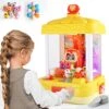 Ouzhimanxing Mini Claw Machine Toys & Games Fun Arcade Competition For Kids With 18 Random Plush Toys Included, Easy To Use Battery/USB Charging, Perfect Party Gift For Ages 3-8 (Yellow)