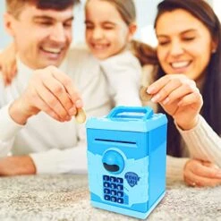 Yoego Cool Robot Electronic Password Piggy Bank - Great Gift Toy For Kids With Fun Lights & Sound Effects, Automated Bill Feeder, Coin Slot, PIN Protection & More, For Boys & Girls (Light Blue) -Folkmanis Toys Shop 51iQZ07HzCL