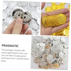 Yardwe 200pcs Christmas Coins Pirate Toy Plastic Coins Pirate Plastic Coin Favors Silver Challenge Coin Souvenir Coin Game Coins Coins Plastic Private Playset Photo -Folkmanis Toys Shop 51ieQ66cexL