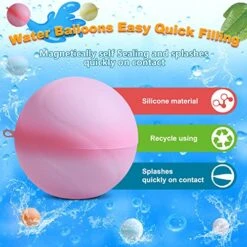 Lileigh Reusable Water Balloons, Summer Water Toys, Outdoor Toys, Pool Toys, Self-Sealing Water Bomb For Kids Adults, Silicone Water Ball Easy Quick Fill, Fun Splash Water Bomb Party Supplies(18 PCS) -Folkmanis Toys Shop 51imcAbxWLL