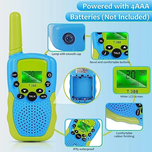 WPQOZZLP Walkie Talkies For Kids,5KMS Long Range Walkie Toy 22 Channels 2 Way Radio Toy With Backlit LCD Flashlight, Gifts Toys For 3-12 Year Old Boys Girls(3 Pack) 5 WPQOZZLP Walkie Talkies For Kids,5KMS Long Range Walkie Toy 22 Channels 2 Way Radio Toy With Backlit LCD Flashlight, Gifts Toys For 3-12 Year Old Boys Girls(3 Pack) - Image 3