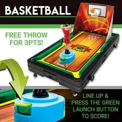 Franklin Sports Table Top Sports Game Set - 5-in-1 Sports Center Indoor Sports Games - Tabletop Soccer, Basketball, Hockey, Bowling + Pool -Folkmanis Toys Shop 51jBkuRLoiL