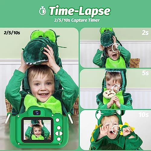 OUTUVAS Dinosaur Kids Camera For Boys, Kids Selfie Camera 3-12 Years Old Girls Christmas Birthday Gift For Boys, Dinosaur Little Boys Toys For 3 4 5 6 7 8 9 Years Old 6 OUTUVAS Dinosaur Kids Camera For Boys, Kids Selfie Camera 3-12 Years Old Girls Christmas Birthday Gift For Boys, Dinosaur Little Boys Toys For 3 4 5 6 7 8 9 Years Old - Image 4