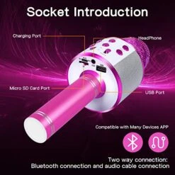 IJO Handheld Bluetooth Karaoke Microphone-Birthday Fun Singing Toys For Kids Age 3 4 5 6 7 8 9 10 Years Old Girls And Boys(Mei Red) -Folkmanis Toys Shop 51jWakUNkvL