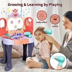 Eohemeral Toddler Vanity Makeup Table With Mirror And Chair, Open Doors By Gestures,Toddler Kids Vanity Set With Music Sound & Light Magic And Accessories, Girls Vanity For Toddlers 3-5 Years Old 13 Eohemeral Toddler Vanity Makeup Table With Mirror And Chair, Open Doors By Gestures,Toddler Kids Vanity Set With Music Sound & Light Magic And Accessories, Girls Vanity For Toddlers 3-5 Years Old -Folkmanis Toys Shop 51jXZzY89BL