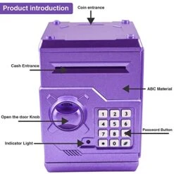 Cargooy Mini ATM Piggy Bank ATM Machine Best Gift For Kids,Electronic Code Piggy Bank Money Counter Safe Box Coin Bank For Boys Girls Password Lock Case (Purple) -Folkmanis Toys Shop 51jag0XoIGL