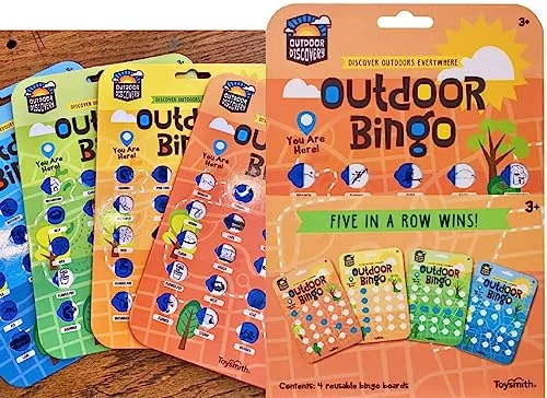 Matty's Toy Stop Toysmith Reusable Outdoor Bingo Cards (Yellow, Blue, Green & Orange) With Bonus Storage Bag - 4 Pack 5 Matty's Toy Stop Toysmith Reusable Outdoor Bingo Cards (Yellow, Blue, Green & Orange) With Bonus Storage Bag - 4 Pack - Image 3