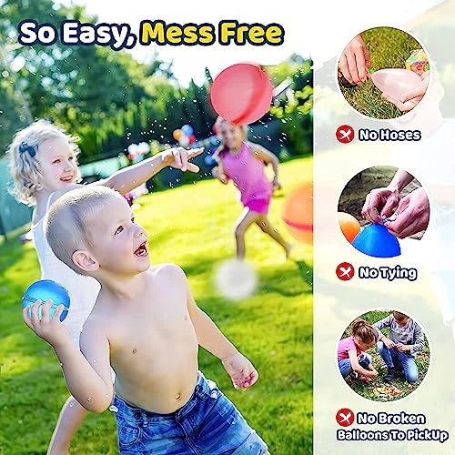 Reusable Water Balloons, 12 Pack Quick Fill Self Sealing Splash Balls For Kids, Fun Outdoor Water Games And Pool Beach Toys For Boys And Girls (Ages 3-12) 6 Reusable Water Balloons, 12 Pack Quick Fill Self Sealing Splash Balls For Kids, Fun Outdoor Water Games And Pool Beach Toys For Boys And Girls (Ages 3-12) - Image 4