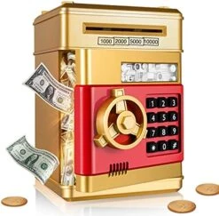 SHOMOTE Kids Piggy Bank, Auto Scroll Paper Money Bank, Electronic ATM Machine With Safe Password, Coin Bank, Gifts Toys For 3 4 5 6 7 8 9 10 Years Old Boys Girls (Blue) -Folkmanis Toys Shop 51k3hfeQWWS. AC 1