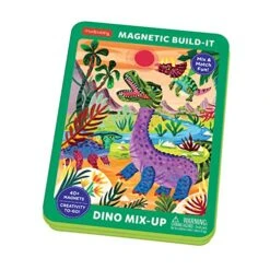 Mudpuppy Dino Mix-Up – Magnetic Build-It Travel Friendly Game With Illustrated Prehistoric Background Scenes Including 2 Dino Characters And Over 40 Mix And Match Magnets For Children Ages 4 And Up
