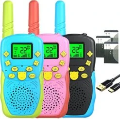 POKPOW Walkie Talkies For Kids Rechargeable 3 Pack Long Range 22 Channels 2 Way Radio Outdoor Kids Toys For Ages 3-12 Camping Hiking Birthday Xmas Easter Gifts For Boys Girls (Blue Pink Green) 14 POKPOW Walkie Talkies For Kids Rechargeable 3 Pack Long Range 22 Channels 2 Way Radio Outdoor Kids Toys For Ages 3-12 Camping Hiking Birthday Xmas Easter Gifts For Boys Girls (Blue Pink Green) -Folkmanis Toys Shop 51kElImZLL. AC