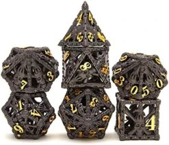 Metal Dice Set D&D, Dungeons And Dragons DND Dice Set, Retro Number Rainbow Unique Polyhedron Game Metal Dice Set -Folkmanis Toys Shop 51kGobnACBL. AC
