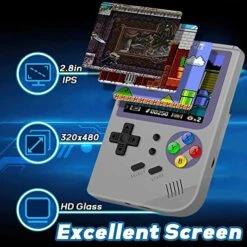 RG300 Handheld Game Console 2.8 Inch Portable Retro Video Games Consoles Pocket Rechargeable Built-in Hand Held Classic System With Case And Screen Protector Gray 64GB -Folkmanis Toys Shop 51kIk1prplL