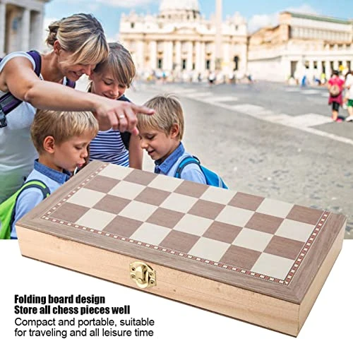 3-in-1 Chess Set, Wooden 3-in-1 Chess & Checkers & Backgammon Folding Board Portable Travel Tabletop Game Toy,Fishing Toys, Toy Tents, Travel Games 7 3-in-1 Chess Set, Wooden 3-in-1 Chess & Checkers & Backgammon Folding Board Portable Travel Tabletop Game Toy,Fishing Toys, Toy Tents, Travel Games - Image 5