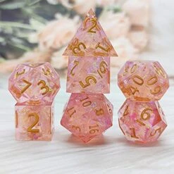 Keenso Dice Set, 7pcs Dice Kit Incisive Edge Epoxy Resin Multi Faceted Pink Translucent Dice Set For Game (Gold Number) Fishing Toys, Toy Tents, Desktop Interactive Toys 14 Keenso Dice Set, 7pcs Dice Kit Incisive Edge Epoxy Resin Multi Faceted Pink Translucent Dice Set For Game (Gold Number) Fishing Toys, Toy Tents, Desktop Interactive Toys -Folkmanis Toys Shop 51kSpZi371L