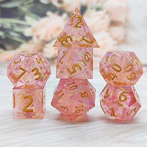 Keenso Dice Set, 7pcs Dice Kit Incisive Edge Epoxy Resin Multi Faceted Pink Translucent Dice Set For Game (Gold Number) Fishing Toys, Toy Tents, Desktop Interactive Toys 8 Keenso Dice Set, 7pcs Dice Kit Incisive Edge Epoxy Resin Multi Faceted Pink Translucent Dice Set For Game (Gold Number) Fishing Toys, Toy Tents, Desktop Interactive Toys - Image 6