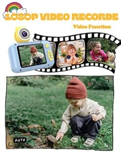 DEVA Kids Digital Camera For Girls/Boys,FILP Len Camera Toy For Toddler,HD 1080P Video/with 32GB SD Card/Selfie Camera, Christmas Birthday Gifts Toys Camera For Kids，Blue -Folkmanis Toys Shop 51kTtzfEIrL