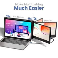 Teamgee Laptop Screen Extender, 12” Portable Monitor For Laptop FHD 1080P Glare-Free IPS Dual Screen, Works With Mac Windows Android Chrome Linux, Fits 13”~16.5” Laptops, Built-in Speakers & HDR -Folkmanis Toys Shop 51kUXlBl9NL