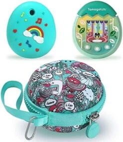 OUKNAK Carrying Case And Silicone Cover For Tamagotchi Pix, Hard EVA Case Soft Skin Storage Bag For Tamagotchi Pix Virtual Pet Machine-Blue 17 OUKNAK Carrying Case And Silicone Cover For Tamagotchi Pix, Hard EVA Case Soft Skin Storage Bag For Tamagotchi Pix Virtual Pet Machine-Blue -Folkmanis Toys Shop 51kgcxnO8 L. AC