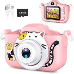 Tyseoome Kids Camera Toys For 3 4 5 6 7 8 9 10 11 12 Year Old Girls,Selfie Camera For Kids Christmas Birthday Festival Gift For Kids Upgrade Digital Camera With 32GB SD Card -Folkmanis Toys Shop 51kiqvhehZL. AC