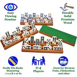 Queensell Mexican Train Dominoes Set For Adults Tile Board Game + Domino Racks For Classic Board Games - Wooden Domino Holders Set Of 4 15 Queensell Mexican Train Dominoes Set For Adults Tile Board Game + Domino Racks For Classic Board Games - Wooden Domino Holders Set Of 4 -Folkmanis Toys Shop 51kkBqmDdFL