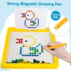Magnetic Drawing Board For Toddlers Large Doodle Board With Magnetic Pen And Colourful Beads Magnetic Dot Art Travel Toys For Toddlers 3 4 5 6 Year Old Boys Girls (12.5"x12.9") -Folkmanis Toys Shop 51klaCkeQOL