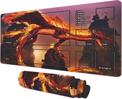 TCG Playmat With Zones 23.6x13.7 Inches Dragon Mouse Pad Board Game Trading Card Play Mat With Zones For MTG TCG CCG Cards Gaming Big Table Card Game Mats Deck Playmat Computer Desk Mat -Folkmanis Toys Shop 51knNl08cL. AC