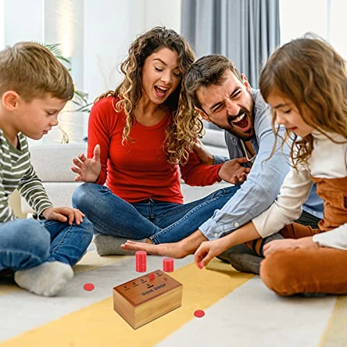 Juegoal Coin Drop Set, Pennies Dice Games For Kids And Adults, Wooden Tabletop Board Game Sets For 2-6 Player, Wood Penny Game Box Includes 48 Chips & 1 Dice, Interactive Families Toys 6 Juegoal Coin Drop Set, Pennies Dice Games For Kids And Adults, Wooden Tabletop Board Game Sets For 2-6 Player, Wood Penny Game Box Includes 48 Chips & 1 Dice, Interactive Families Toys - Image 4