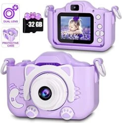 Kids Camera For Girls And Boys, Kids Digital Dual Camera 2.0 Inches Screen 20MP Video Camcorder Anti-Drop Children Cartoon Selfie Camera, Camera For Kids With Games, Birthday Gift, 32GB Memory Card -Folkmanis Toys Shop 51ksZ8RHpwL. AC