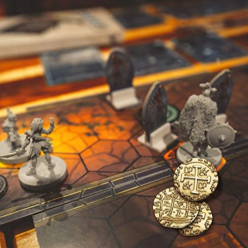 Metal Pirate Coins - 35 Gold Treasure Coin Set, Metal Replica Spanish Doubloons For Board Games, Tokens, Toys, Cosplay - Realistic Money Imitation, Pirate Treasure Chest - Medium Size 7/8 Inch 8 Metal Pirate Coins - 35 Gold Treasure Coin Set, Metal Replica Spanish Doubloons For Board Games, Tokens, Toys, Cosplay - Realistic Money Imitation, Pirate Treasure Chest - Medium Size 7/8 Inch - Image 6