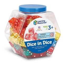 Learning Resources Dice In Dice Bucket, Math Toy, Manipulative, Set Of 72, Ages 6+, Multi-color, 3/4 W In 11 Learning Resources Dice In Dice Bucket, Math Toy, Manipulative, Set Of 72, Ages 6+, Multi-color, 3/4 W In -Folkmanis Toys Shop 51l4E5ySAXL