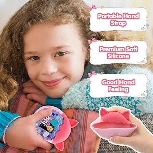 GENERIC 2 Pack Silicone Case For Tamagotchi Pix Virtual Pet Game Machine,Protective Soft Skin Cover For Tamagotchi Pix Sleeve Shell With Hand Strap(Purple+Pink) 6 GENERIC 2 Pack Silicone Case For Tamagotchi Pix Virtual Pet Game Machine,Protective Soft Skin Cover For Tamagotchi Pix Sleeve Shell With Hand Strap(Purple+Pink) - Image 4