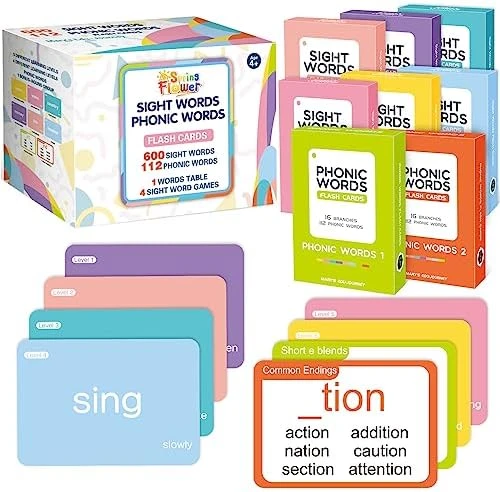 Springflower 600 Sight Words, Dolch & Fry High Frequency Sight Word Flash Cards For Kindergarten Homeschool Supplies Games For Kids Pre-K, Kindergarten, 1st, 2nd, 3rd Grade 11 Springflower 600 Sight Words, Dolch & Fry High Frequency Sight Word Flash Cards For Kindergarten Homeschool Supplies Games For Kids Pre-K, Kindergarten, 1st, 2nd, 3rd Grade - Image 9