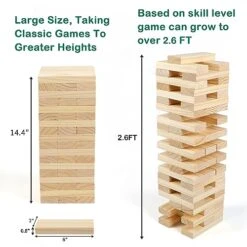 Steventoys Tumble Tower Set, 54PCS Large Timber Game With Storage Bag, Wooden Stacking Games For Kids Adults And Family, Outdoor And Indoor Play -Folkmanis Toys Shop 51lBNMR126L