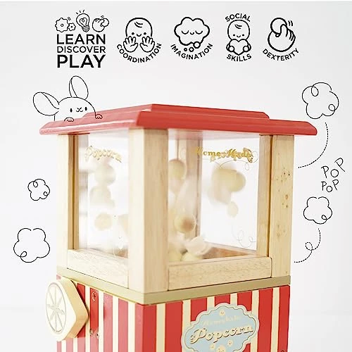 Le Toy Van - Wooden Honeybake Retro Popcorn Machine | Cinema, Kitchen Or Movies Pretend Play | Movie Night Role Kids Play Toy 5 Le Toy Van - Wooden Honeybake Retro Popcorn Machine | Cinema, Kitchen Or Movies Pretend Play | Movie Night Role Kids Play Toy - Image 3