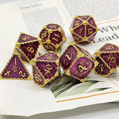 DND Dice Set D&D Metal MTG Trpg Dungeons And Dragons D20 Polyhedral Math Board Games Accessories Pathfinder Mechanical Dice Bag-Imitation Gold Purple 6 DND Dice Set D&D Metal MTG Trpg Dungeons And Dragons D20 Polyhedral Math Board Games Accessories Pathfinder Mechanical Dice Bag-Imitation Gold Purple - Image 4